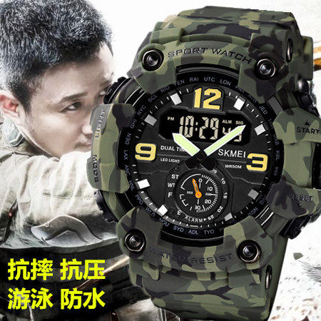 运动风夜光美国户外多功能电子表