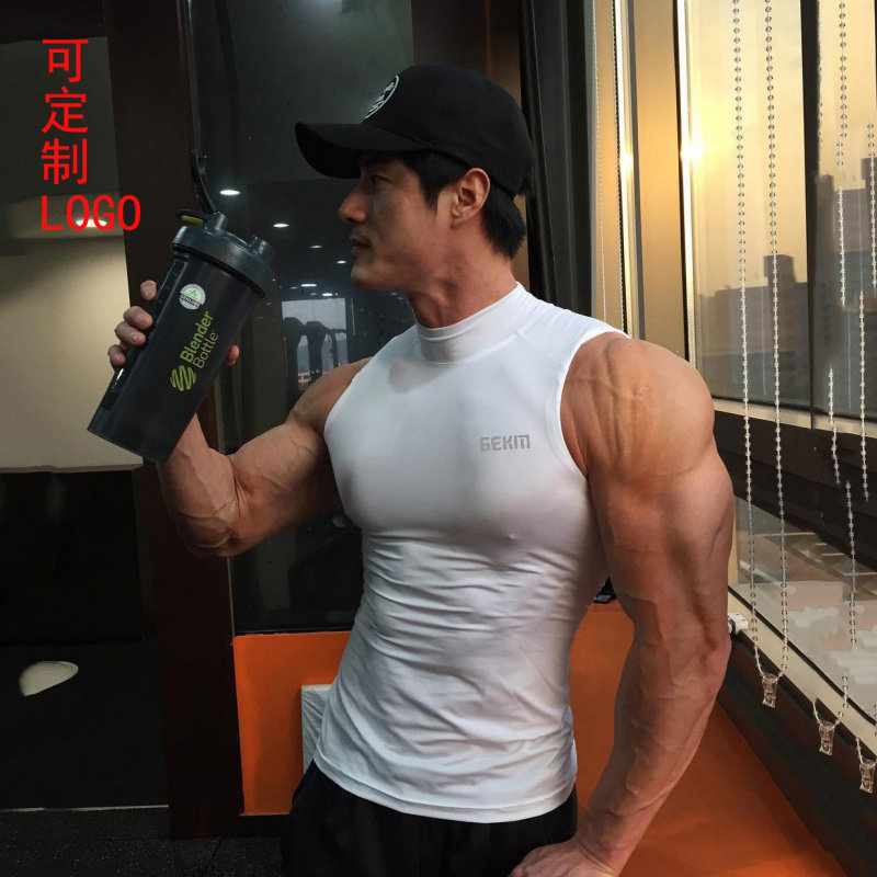 夏季运动背心男坎肩无袖半高领健