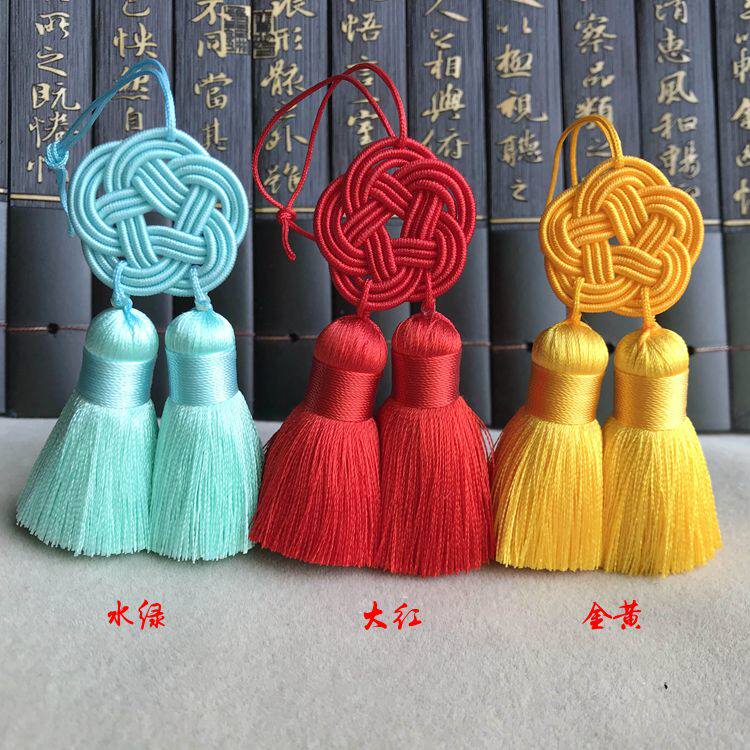 diy饰品配件 编织金钱结短胖款双流苏毛衣链吊穗 耳环流苏穗子