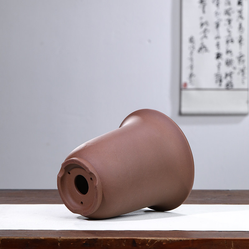 宜兴紫砂高端平口金钟兰花盆君子兰春兰墨兰透气养根厂家直销包邮