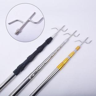 不锈钢加长衣叉挑窗帘挂灯笼伸缩杆取物钩货车封蓬布杆高空挑线杆