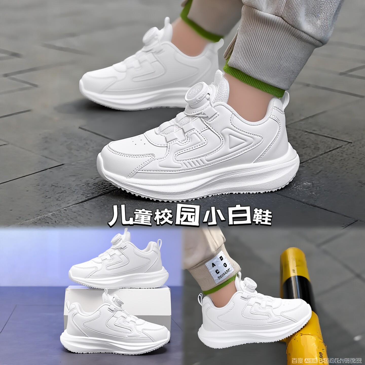 超轻儿童白色运动鞋2025秋冬新款