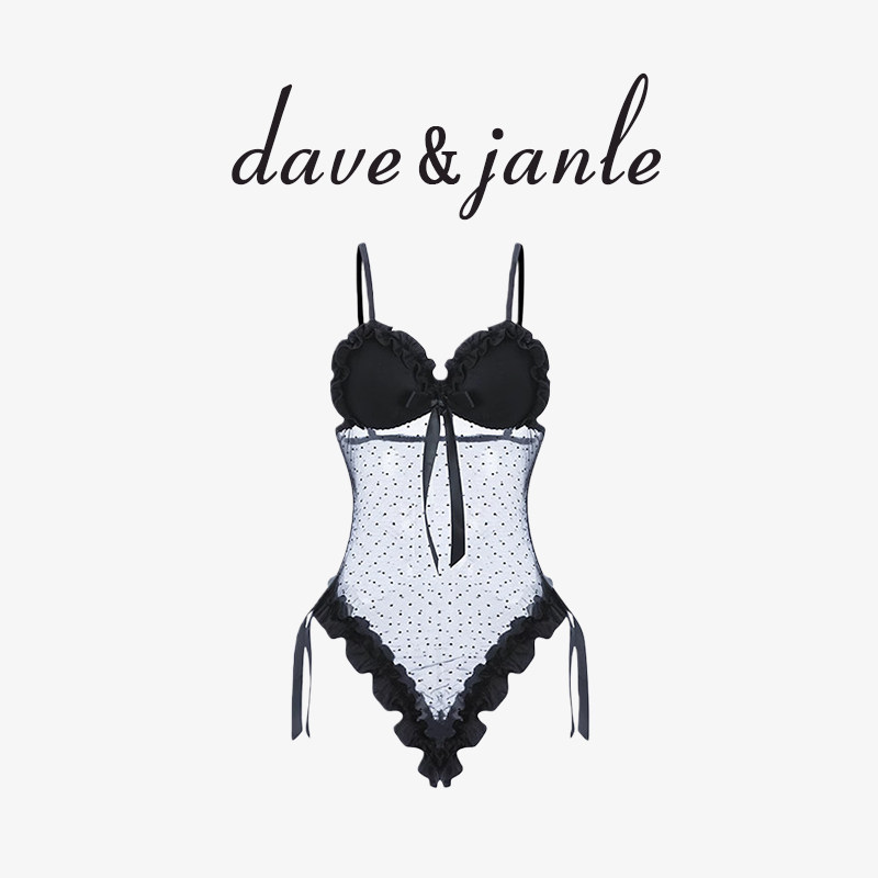 英国 Dave&Janle 性感蕾丝纯欲镂空透视内衣纯欲吊带连体衣礼盒装