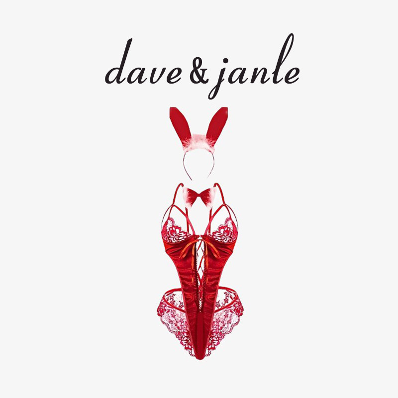 英国 Dave&Janle 性感睡衣女镂空蕾丝小胸聚拢内衣连体睡裙礼盒装