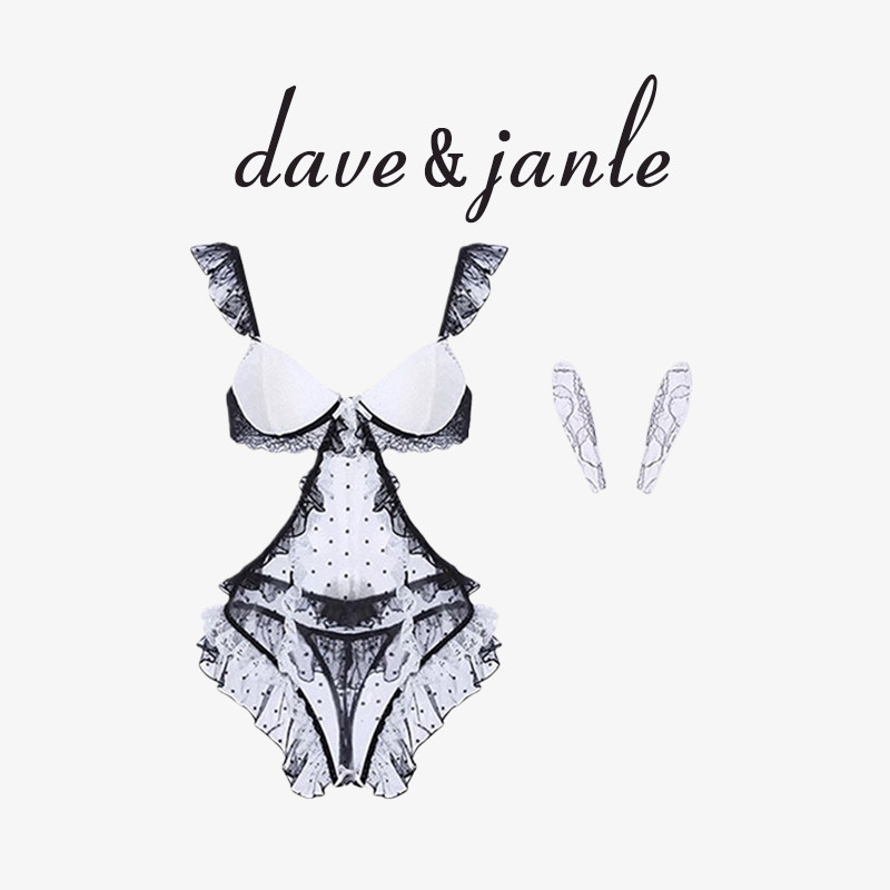 英国 Dave&Janle 性感蕾丝花边半透露背超睡裙纯欲连体衣女礼盒装