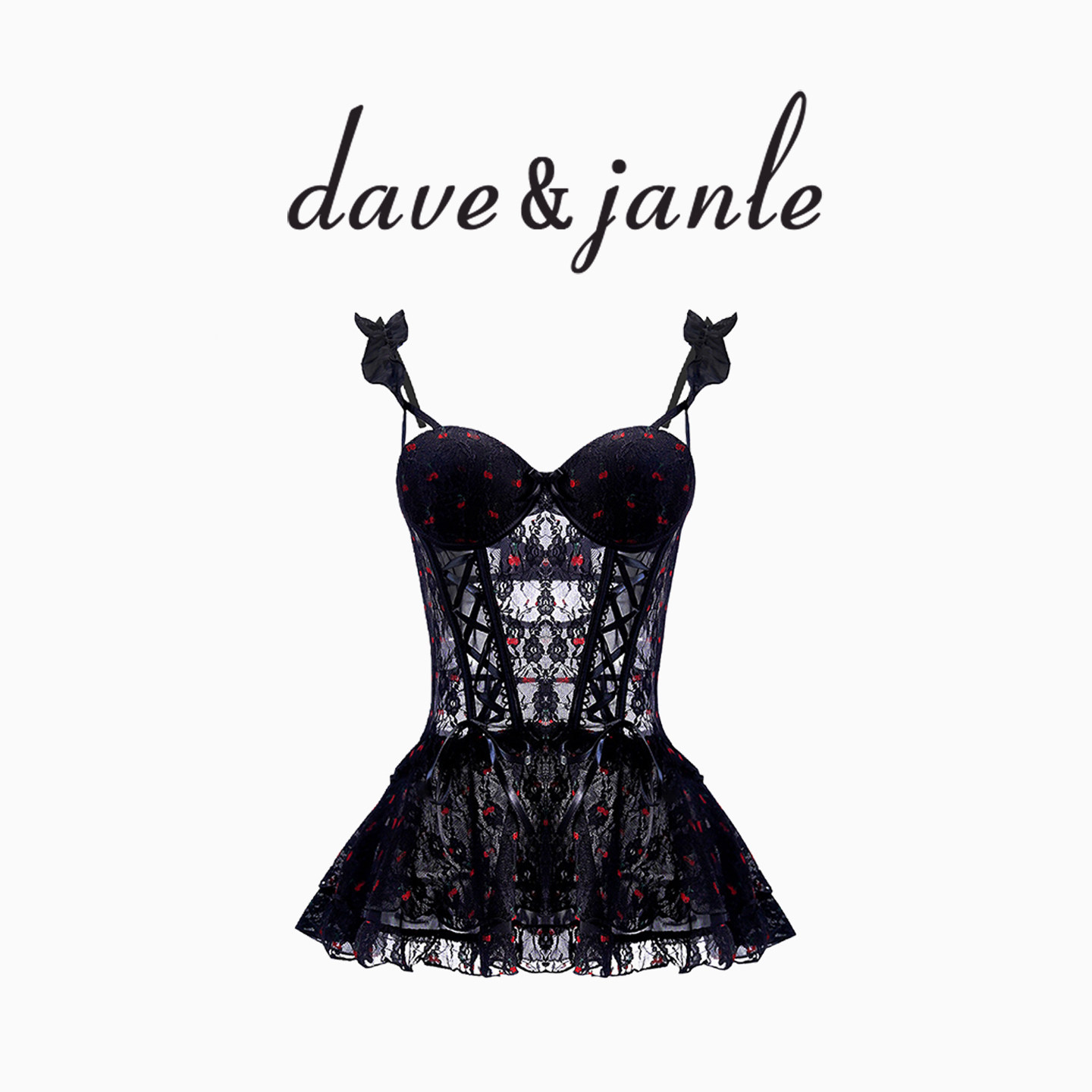 英国 Dave&Janle 新款性感樱桃聚拢诱惑收腰约会塑身连体衣礼盒装