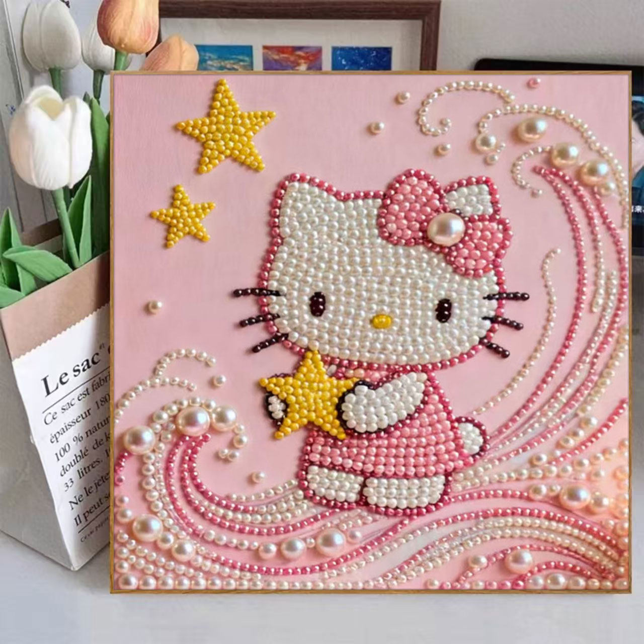 Hello Kitty钻石画儿童手工DIY串珠贴钻画卡通可爱