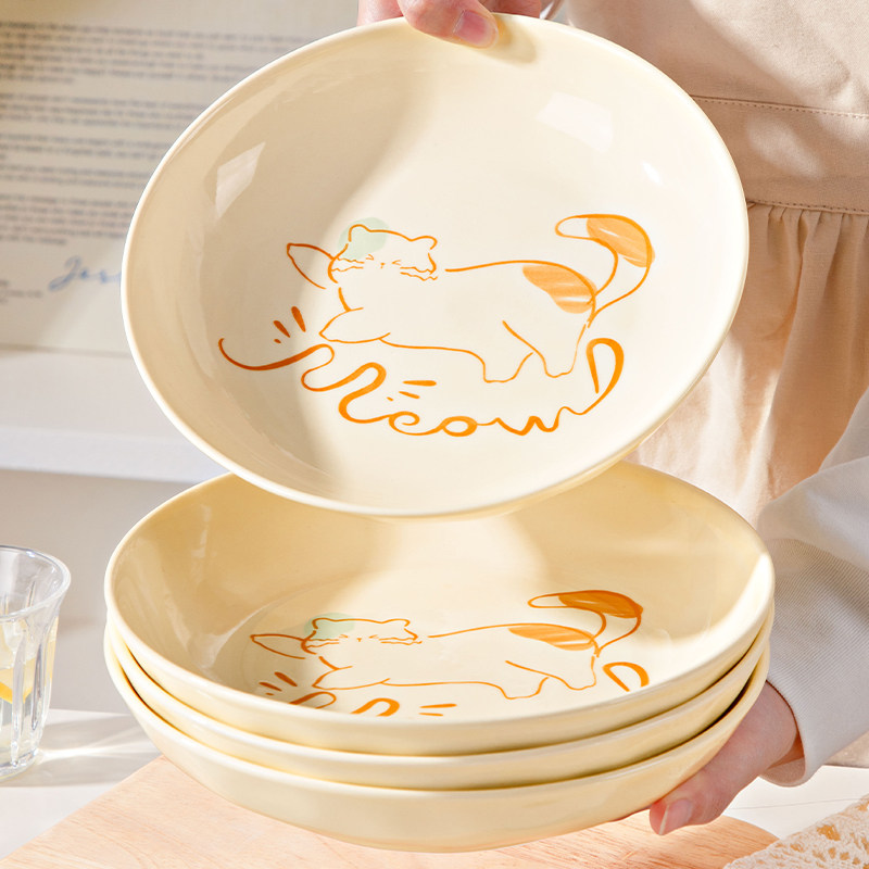 奶油风盘子菜盘家用2025新款高颜值釉下彩陶瓷餐盘菜碟子方盘餐具,餐饮具,盘,淘宝优惠券,粉丝福利购,淘宝优惠卷