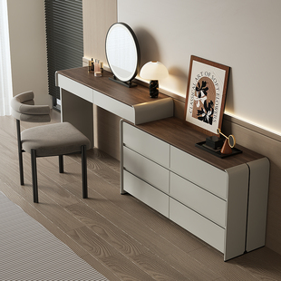 七号公寓意式极简化妆台斗柜一体卧室简约现代2025新款床尾化妆桌