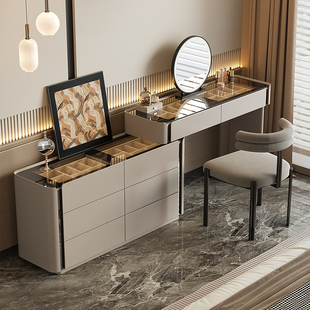 七号公寓意式极简化妆台斗柜一体轻奢卧室高级感床尾首饰柜化妆桌