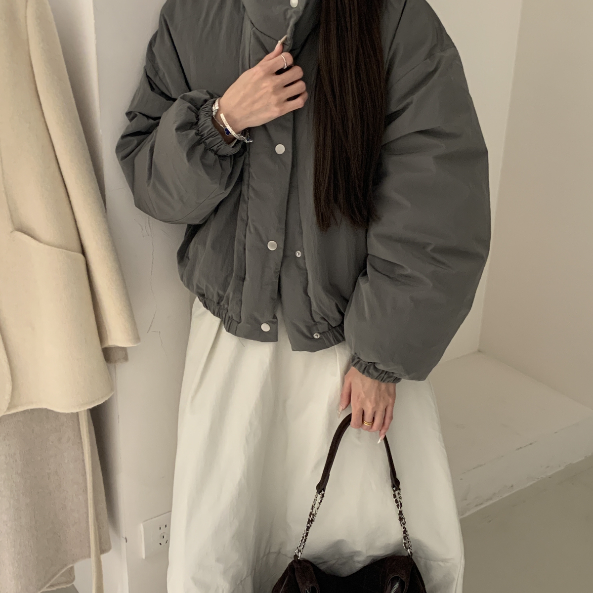 at ease-冬上新韩版立领短款时尚保暖棉服外套w5020