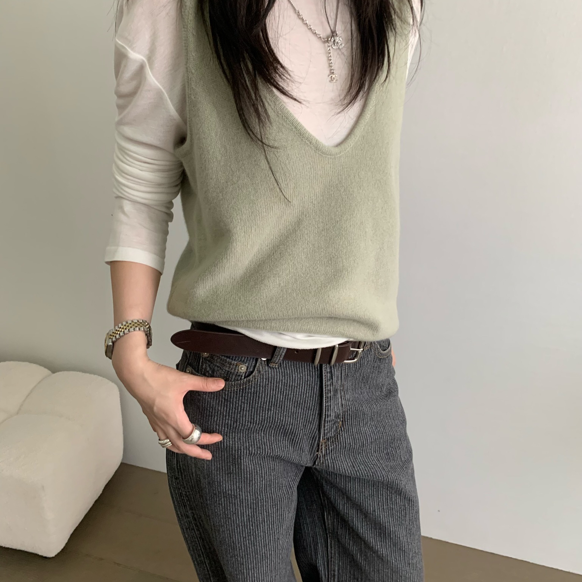 TABLE-冬款大上新时尚百搭叠穿背心针织马甲（含100羊毛）JS8876