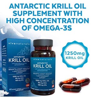 直邮Viva Naturals Antarctic Krill Oil南极磷虾油1250毫克60粒