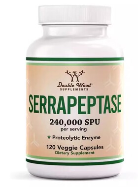 美国Double Wood Serrapeptase 24万SPU 舍雷沙雷肽酶花粉季节鼻