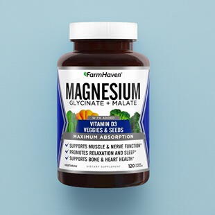 现货美国FarmHaven甘氨酸镁Magnesium Glycinate Malate苹果镁D3