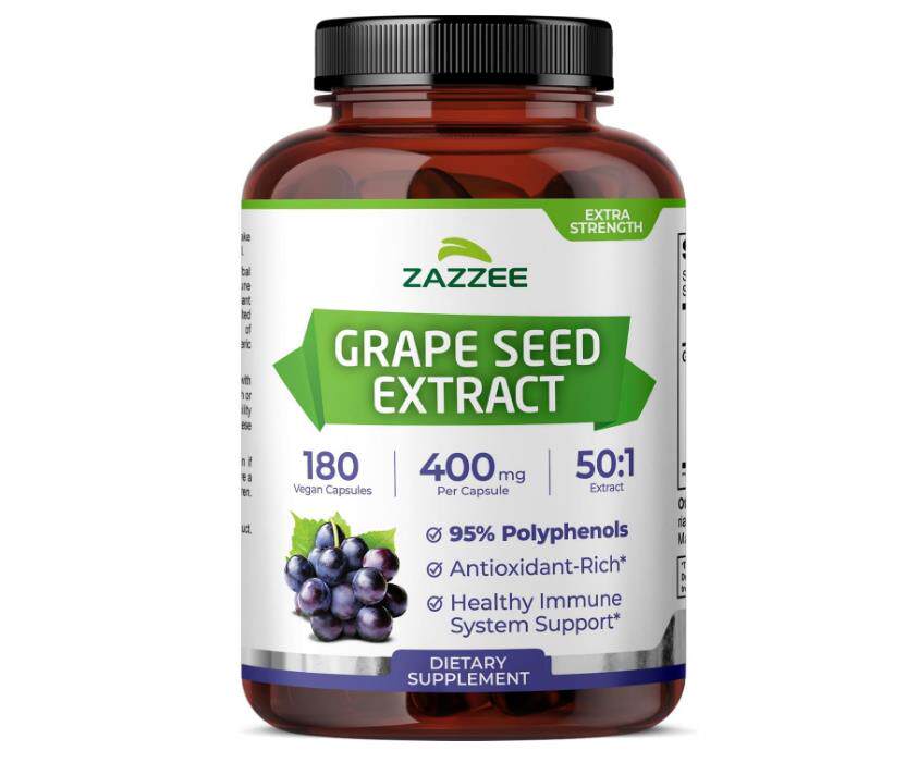 美国Zazzee Grape Seed美葡萄籽胶囊95%多酚成人皮肤老化皱纹
