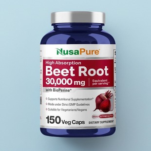 甜菜根胶囊纯素美国NusaPure Beet Root 1100mg 200粒 成人营养素
