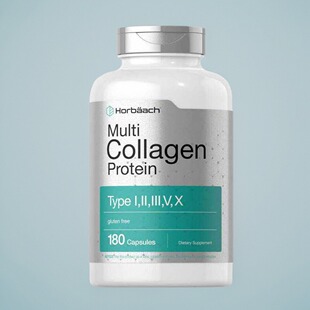 美国成人复合胶原蛋白片Horbaach Multi Collagen 无麸质180粒