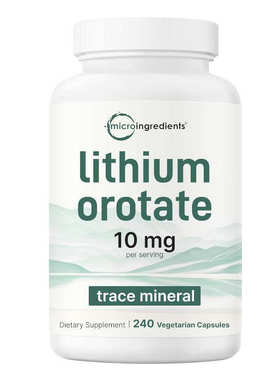 美国Lithium Orotate 10mg240粒乳酸清锂胶囊成人免疫力保健