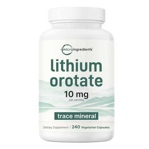 美国Lithium Orotate 10mg240粒乳酸清锂胶囊成人免疫力保健