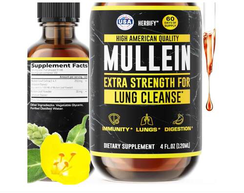美国成人肺部保健口服液Mullein Lung Cleanse毛蕊花植物清洁痰液