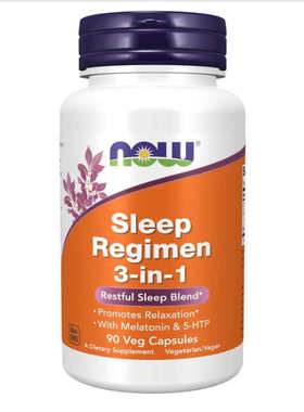 NOW Foods Sleep Regimen Melatonin 5-HTP L-Theanine Restful