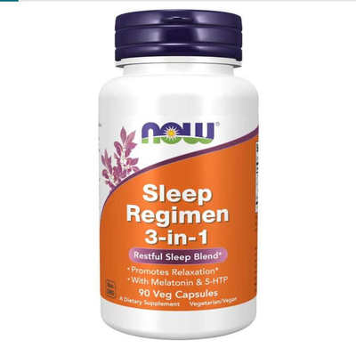 NOW Foods Sleep Regimen Melatonin 5-HTP L-Theanine Restful