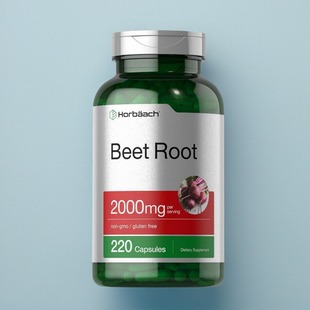 美国代Horbaach Beet Root 甜菜根粉胶囊成人体力耐力2000mg220粒