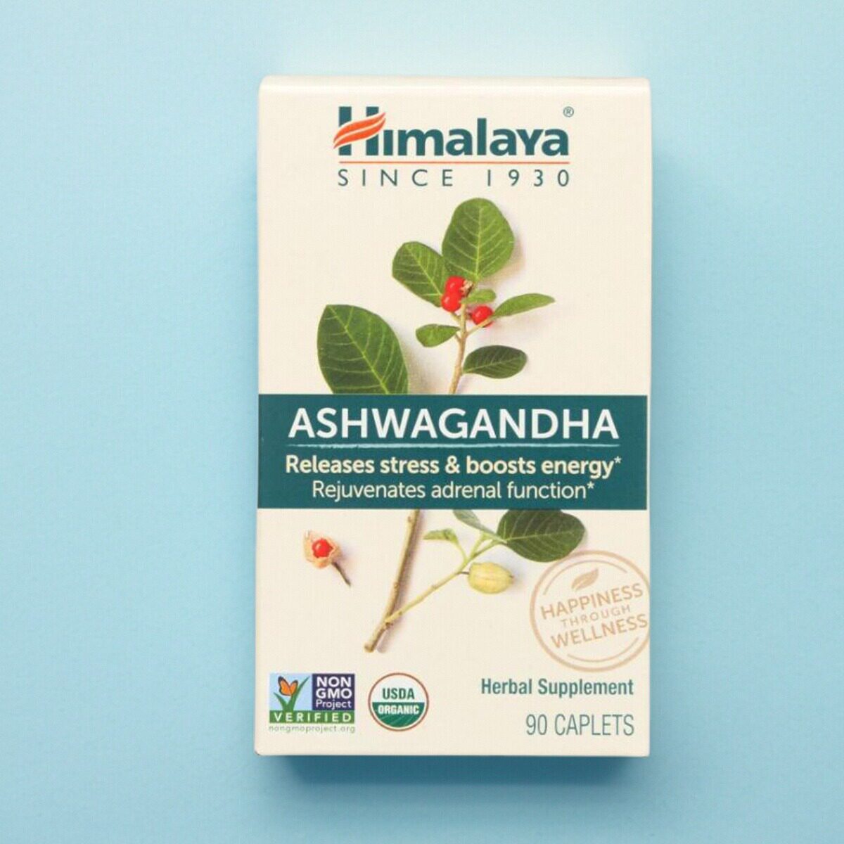 美国代Himalaya Ashwagandha 成人印度醉茄情绪睡眠植物补充90粒
