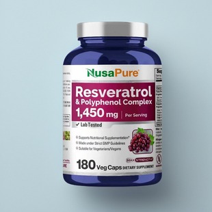 美国成人白藜芦醇葡萄籽多酚NusaPure Resveratrol 维生素C180粒
