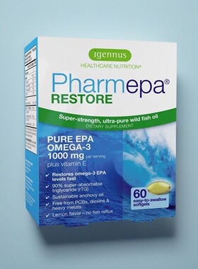 美国Igennus Pharmepa Restore高含量吸收EPA成人鱼油 柠檬味60粒