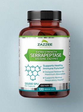 美国Zazzee Serrapeptase 120000 SPU 全身酶舍雷缓释型鼻窦健康