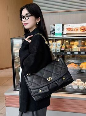 香港品牌IT实拍diy小香风25K秋冬新款牛皮菱格链条包双袋口单肩包