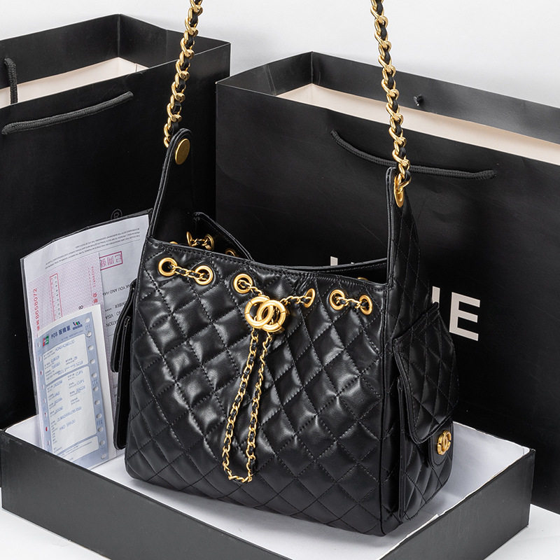 香港品牌新款小香风hobo包菱格纹链条水桶包抽绳腋下包单肩斜挎包,运动包/户外包/配件,单肩包,淘宝优惠券,粉丝福利购,淘宝优惠卷