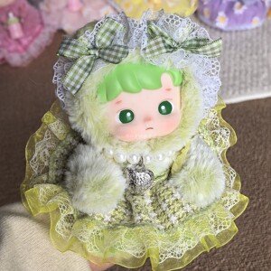 绿色青苹果娃衣连衣裙套装搪胶小熊软糖公仔着替hacipupu泡泡玛特