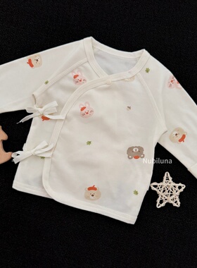 云棉心动｜Nubiluna新生儿半背衣全棉碎花长袖0-2月无骨护肚和尚