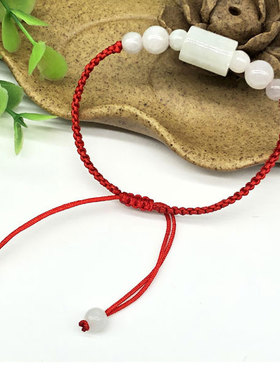 原创设计风缅甸翡翠编织红绳手链