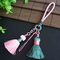 Плетеный аксессуар ручной работы для ключей, ручка с кисточками, ремешок из нефрита, подвеска