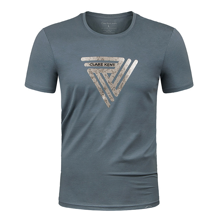 夏装新款欧洲站短袖t恤男修身款青少年阳光流行简约潮牌高档762蓝