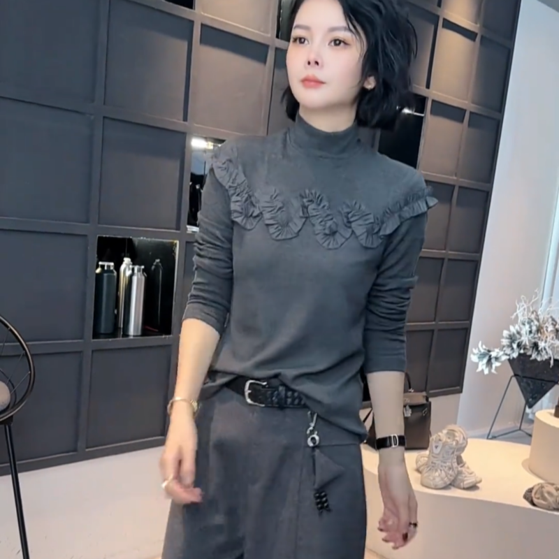 2025秋冬新款半高领时尚长袖T恤