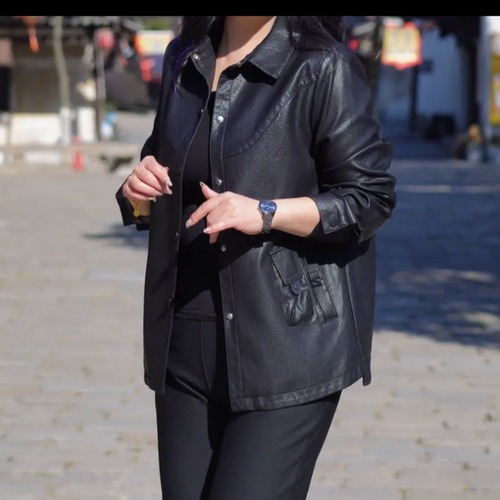 时尚气质大码妈妈装皮衣