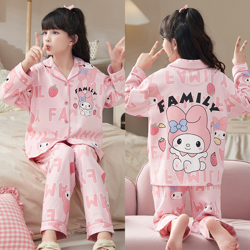 儿童睡衣春秋薄款翻领开衫