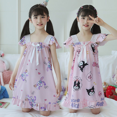 女童吊带公主冰丝睡裙