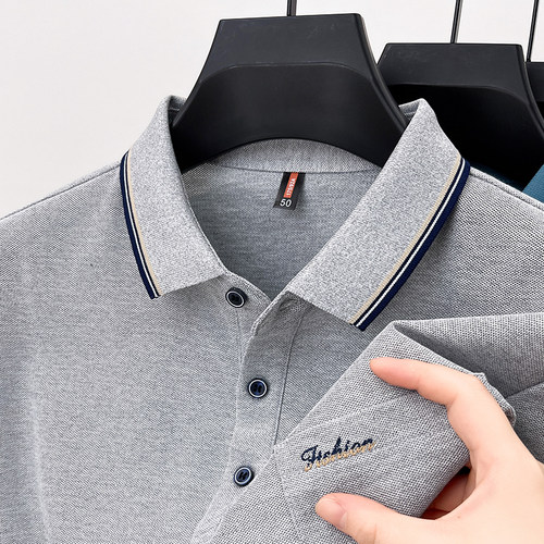 有口袋保罗纯棉夏季短袖t恤男士翻领刺绣polo衫爸爸大码体恤上衣