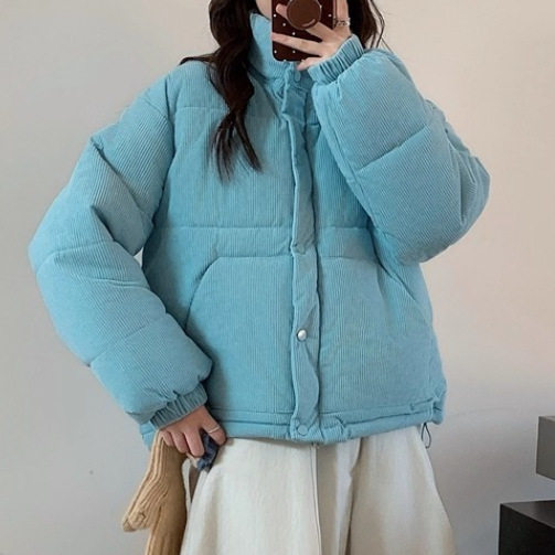 立领灯芯绒大码棉服秋冬