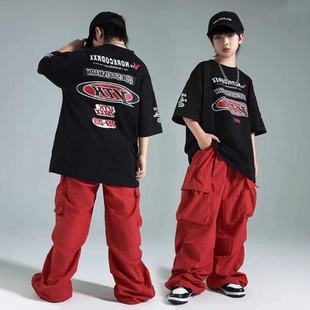 少儿街舞服装男童短袖工装裤子嘻哈套装hiphop儿童街舞潮服