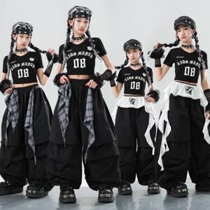 女童爵士舞服装夏季少儿街舞jazz套装女孩甜酷潮妹嘻哈走秀表演服