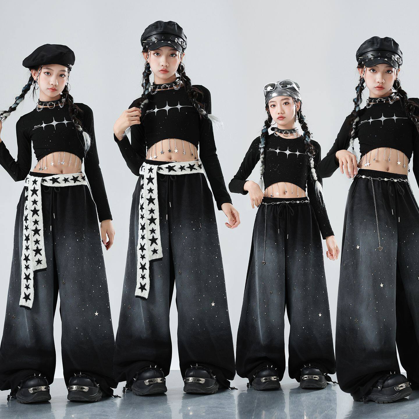 爵士舞女童服装潮酷时髦儿童街舞表演服女团甜酷风少儿跳舞演出服