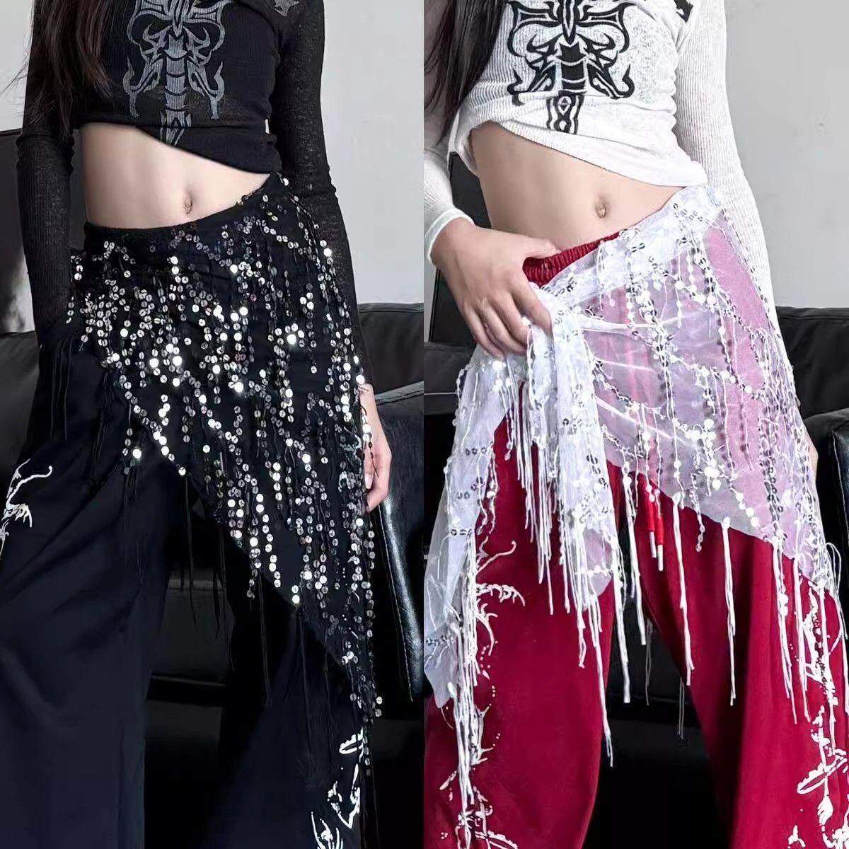 潮酷女童爵士舞异域肚皮舞腰链印度舞蹈腰臀巾演出服装腰带腰封
