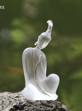 心缘堂琉璃禅意摆件 茶席配件迷你茶宠 小和尚装饰品 创意工艺品